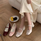 Purpdrank  Block Heels For Women Pumps 2025 Sweet Sandals Ladies Black Patent Shoe Mary Jane Chunky Latest Brief African Leather Spring