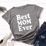 Purpdrank  Women's Loose round Ne ort Sve Cotton T-irt Thin Mom Ever Best Mom Ever Street Sle Print Creative Design Spring Su...