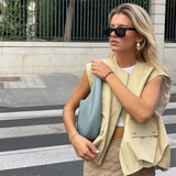 Purpdrank  Spring New Women's Fashion Style Casual Loose Versatile Wrinkled Hem Sleeveless Tank Top