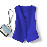 Purpdrank  Summer New Product Retro Black Short Suit Waist Vest Cardigan Sleeveless Vest Top Vest Foreign Style Fresh and Fashionable