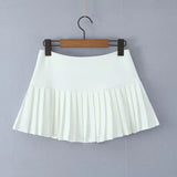 Purpdrank  Y2K Style Cool Girl Cross Slit Asymmetrical Pleated Mini Skirts Women Side Zipper Low Waist Sports Skirts Gray Black White