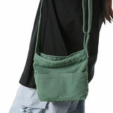 Purpdrank  Versatile Commuting Crossbody Mobile Phone Postman Bags for Men Japanese Washed Canvas Bag for Women