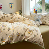 Purpdrank  Thick Pure Brushed Bed Sheets, Duvet Cover Set, Four Piece Bedding Set Bed Sheet, Fully Enclosed for Home Gift