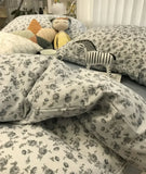 Purpdrank  European american rustic beding set,single double gray cotton twin full queen home textile flat sheet pillow case duvet cover