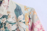 Purpdrank  Beach Wear High Waist Loose Vestidos Boho Floral Print Summer Dress for Women Vintage O-neck Long Sleeve Dresses
