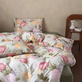 Purpdrank  New 100% Cotton Floral Print Bedding Sets Cozy Skin Friendly Soft Comforter Set Naked Sleeping Textile Supplies for All Seasons