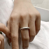 Purpdrank - Punk Geometric Irregular Liquid Lava Waterdrop Shaped Open Rings For Women Vintage Silver Color Metal Rings Personality Jewelry