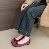 Purpdrank  Boat Shoe Bow-Knot Female Footwear Loafers With Fur Round Toe Shallow Mouth Ballerinas Woman 2025 Casual Sneaker Butterfly Dress