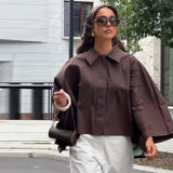Purpdrank  ﻿ Women's Autumn New Casual Lapel Short Shirt Coat Street Loose Long Sleeved Single Breasted Jacket 2025 Lady Chic Outerwears  ﻿