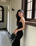 Purpdrank  Elegant Black Midi Dress Women Fashion Party Prom Sexy Lace Backless Dresses Summer Gyaru Korean Straps Bodycon Vestidos