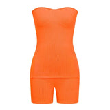 Purpdrank  Europe Women's Fashion Knitted Pit Strip Summer Solid Color Fashion Casual Suit 2 Pieces Matching Suit Tracksuits