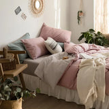 Purpdrank  Four Piece Set of Pure Cotton Summer Bed Sheets, Quilt Covers, New Family Fitted Sheets, Bedding