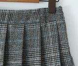 Purpdrank  Women Side Zipper Waist Plaid Tweed Mini Pleated Skirt The Spice Girls Ruched Hem A-line Short Skirts with Shorts lining
