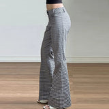 Purpdrank  Elegant Fashion Slim-Fittiing Plaid Flare Pants Y2K Office Low-Waisted Pants Women Autumn Winter Fashion Streetwear Ladies