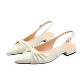 Purpdrank  Beige Heeled Sandals Low-Heeled Shoes With Strap Shallow Mouth Black Low-heeled Open Retro Closed Leather Girls Flat Clear Point
