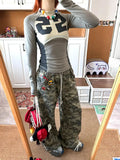 Purpdrank  Vintage Camouflage Pants Women Y2K Hip Hop Streetwear All Match Wide Leg Trousers Korean High Waist Grunge 90S Pants Aesthetic