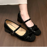 Purpdrank  New Butterfly-knot Women Mary Jane Shoes Elegant Thick Heel Shoes Ladies Fashion Dress Pumps