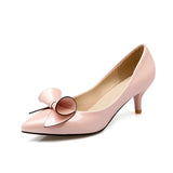 Purpdrank  Design Sweet Women Pumps Pointed Toe Small Heels 6cm Slip On Bowknot 46 47 48 Fashion Dating Female Shoes