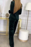 Purpdrank  Autumn Winter Velvet Long Sleeved Women's Outfits Casual Solid Color Straight Pants Suit Office Lady Double Breasted Blazer Set