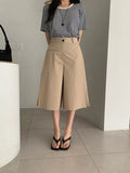 Purpdrank  Summer Vintage High Waist Women's Wide Leg Shorts 2025 New Solid Single Button Casual Loose Office Half Pants Female