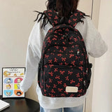 Purpdrank  3Pcs/Set Schoolbag High School Student Girl Bag Set Gentle Day Cute Floral Backpack Lazy Wind Floral Bow Backpack School Bags