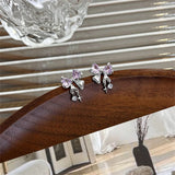 Accessories Drop Earrings Fashion Silver Needle Bow Atmosphere No Fading Irregular Anti-oxidation Stacked Wear Elegant Earrings