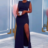 Purpdrank  Sexy Backless Diaomnd Chain Tassel Formal Occasion Dresses Women Evening Party Night Club Sleeveless Split Black Long Dress Robe