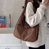 Purpdrank  Fashionable Minimalist Retro Shoulder Bag  PU Leather Handbag Casual Commuting Trend Large Capacity Tote Bag