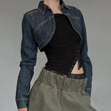 Purpdrank  Retro Washed Denim Jacket Coat Outerwears New Arrivals Street Fashion Cropped Jean Jackets