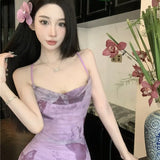 Purpdrank   Knot Dyeing One-Shoulder Long Dress Sexy Backless Wrap High Waist A-Line Skirt Breathable Polyester Spring Summer