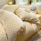 Purpdrank  Thick Pure Brushed Bed Sheets, Duvet Cover Set, Four Piece Bedding Set Bed Sheet, Fully Enclosed for Home Gift