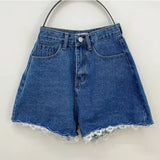 Purpdrank  Spring Summer Lace Patchwork Women's Denim Short Pants 2025 New High Waist Blue Casual Jeans Wide Leg Shorts for Women