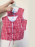 Purpdrank  Women Tie Front Crop Tank Tops Casual Summer Plaid Print Reversible Vest Sleeveless Shirt Aesthetic Clothes for Streetwear