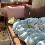 Purpdrank   New Water-washed Full-process Printing and Dyeing Solid Color Mixed Matched Duvet Cover Set Spring Summer Skin Quilt Cover