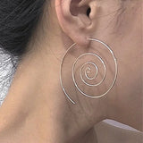 Women Cute Unique Temperament Round Spiral Earrings Romantic Alloy Simplicity Aestheticism Geometric Dangler