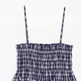 Purpdrank  2 style wears Retro French Blue Gingham Plaid Print Sling Dress Sexy Elastic Body Summer Woman Dresses Strapless Holiday Robe