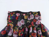 Purpdrank  Sexy Women Black Flower Print Organza Strapless Dress Hem Ruched Swing BUD Party Skater Mini Short Robe
