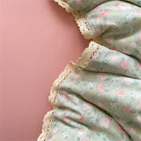 Purpdrank  INS Flower Bedding Set Soft Washed Cotton Bed Sheet Queen King Size Duvet Set Skin-friendly Comforter Set Pillowcase Bed Linens