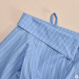 Purpdrank  Sexy Off Shoulder Straps Striped Women Shirts 2025 Summer Fashion Button Up Long Sleeve Irregular Office Shirt Female Y2K Tops