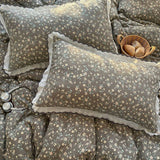 Purpdrank   Korean Pure Cotton Floral Bedding Set Luxury Skin-Friendly Quilt Cover Kit with Fitted Sheet Four Seasons Soft Lace Bedclothes