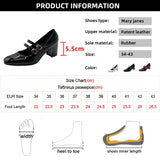 Purpdrank  Elegant Women's Chunky Heels Mary Jane Shoes Square Toe Double Ankle Strap Pumps for Women Patent Leather High Heels Party Shoes