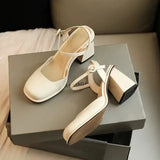 Purpdrank  Shoes Female Slingbacks  High Heels Fashion Dress Pumps  Shallow High Chunky  Buckle Strap Women's Sandals