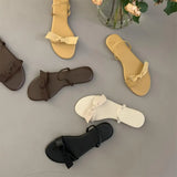 Purpdrank  Slippers Casual Butterfly-Knot Shoes Slides Low Beige Heeled Sandals Slipers Women Luxury Flat Summer Black Soft 2025 Rome Fabri