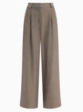 Purpdrank   Light Brown Striped Wide Leg Pants Business Formal High Waist Comfortable Pants Wide Leg Suit Pants