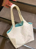 Purpdrank  Ins Style Star Casual Tote Bag Korean Large Capacity Commuting Versatile Handbag