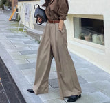 Purpdrank  Spring Elegant Women's Wide Leg Pants 2025 New High Waist Solid Korean Casual Loose Trousers Pockets Female