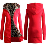 Purpdrank  Leopard Print Hooded Sweater for Women Fleece-Lined Casual Fashion Coat European American Style Women's Top in Stock