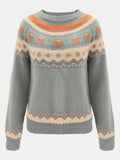 Purpdrank  Round neck Halloween pumpkin fashionable jacquard casual regular interval color woolen pullover top