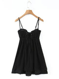 Purpdrank   Sexy Black Spliced Embroidery Lace Bra Corset style Mini Dress Women Tie Bow Backless Party Skater Short Sling Robe Holiday