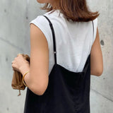 Purpdrank  Summer New Loose Black Sling Dress Casual Slim Long Dress in Stock for Women Fashionable Elegant Style